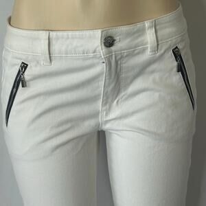 White House Black Market White Skinny Jeans Zip Pocket Ankle Pants Women 8 32x28